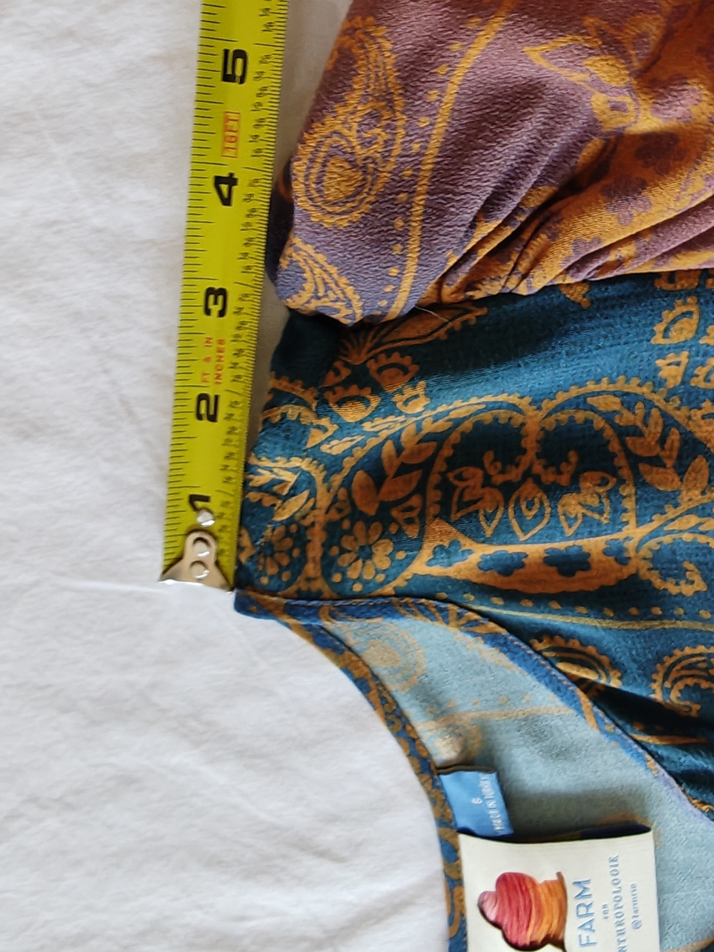 Farm Rio Teal and Coral Paisley Peasant Blouse Size S - Picture 9 of 11